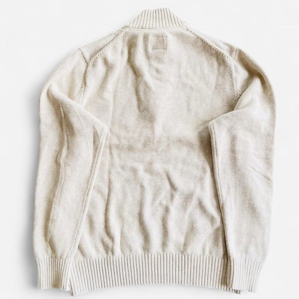 St. John’s Bay Cream Tone Quarter Zip Mockneck Cotton Knit Sweater M - Picture 5 of 5